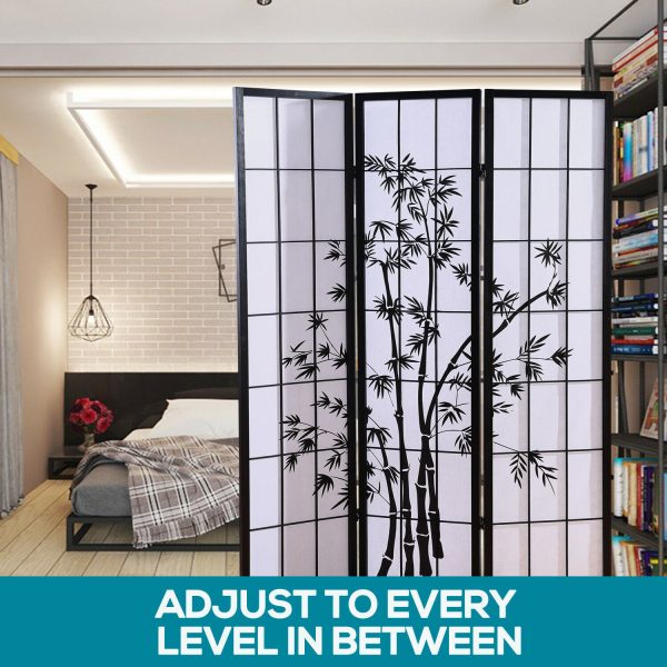 Scituate Free Standing Foldable  Room Divider Privacy Screen Bamboo Print – 3