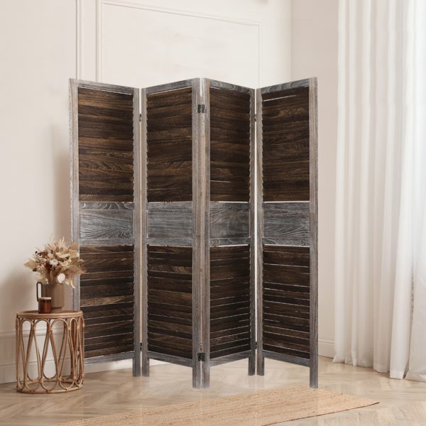 Washpool Room Divider Folding Screen Privacy Dividers Stand Wood Brown – 4