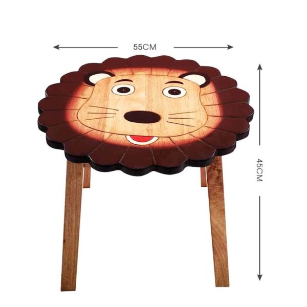 Hand Carved Children’s Table Wooden LION Theme