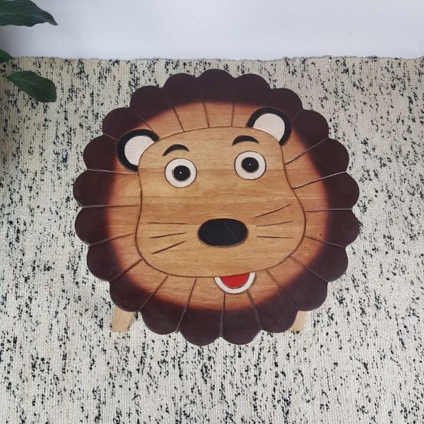 Hand Carved Children’s Table Wooden LION Theme