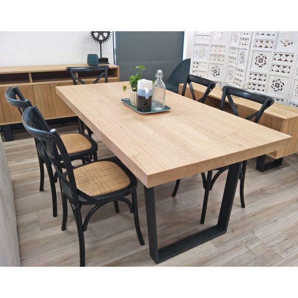 Petunia  Dining Table Set Cross Back Chair Elm Timber Wood Metal Leg – 7