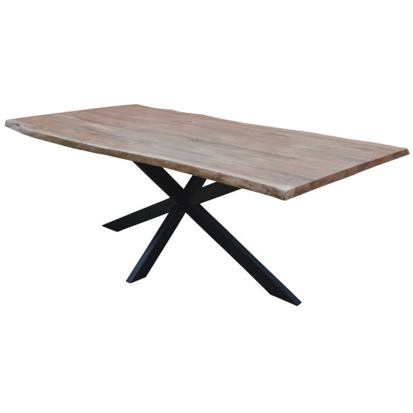 Lantana 9pc 240cm Dining Table 8 Black Chair Set Live Edge Acacia Wood – X-Back