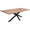 Lantana 7pc Dining Table 6 Black Chair Set Live Edge Acacia Wood – 180x95x76 cm, X-Back