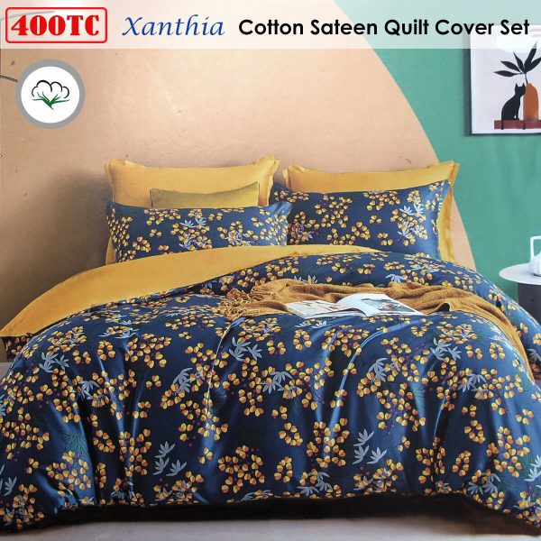 400TC Cotton Sateen Quilt Cover Set Xanthia King