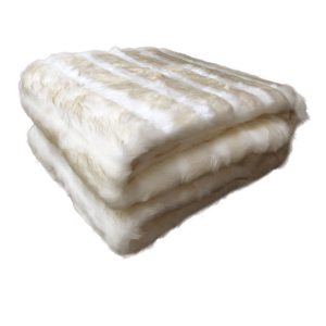 Faux Fur Luxury Animal Throw Rug – White Cream Chinchilla