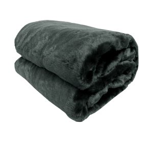 Faux Mink Throw Rug – Charcoal