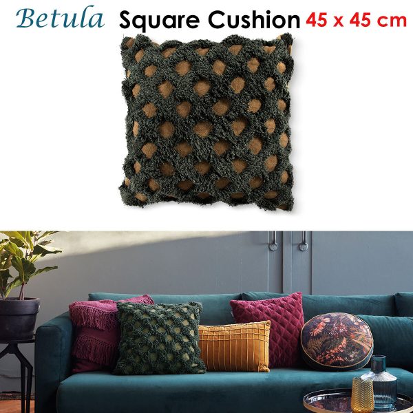 Bedding House Betula Green Filled Square Cushion
