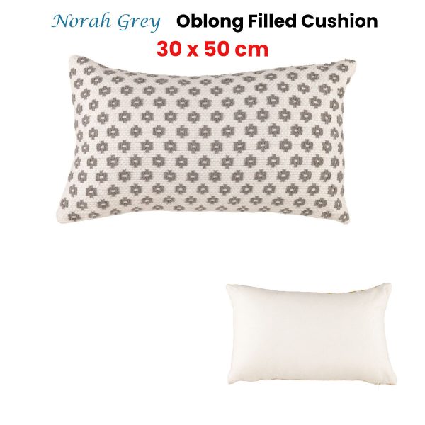 Accessorize Norah Rectangular Filled Cushion 30cm x 50cm – Grey