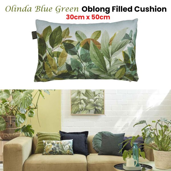 Bedding House Olinda Blue Green Oblong Filled Cushion 30cm x 50cm