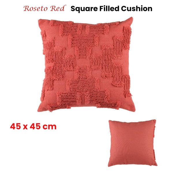 Accessorize Roseto Square Filled Cushion 45cm x 45cm – Red