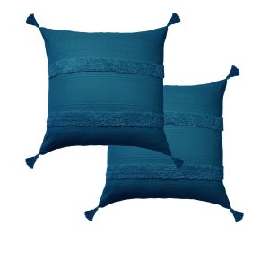 Accessorize Pair of Indra Cotton Tassel European Pillowcases – Teal