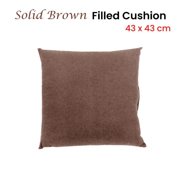 J.Elliot Home Solid Brown Filled Cushion 43 x 43 cm