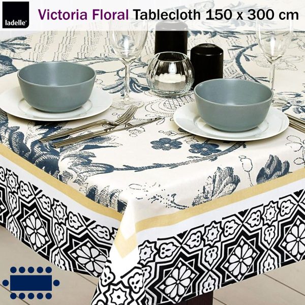 Ladelle Victoria Floral Tablecloth 10 to 12 Seater Oblong 150 x 300 cm