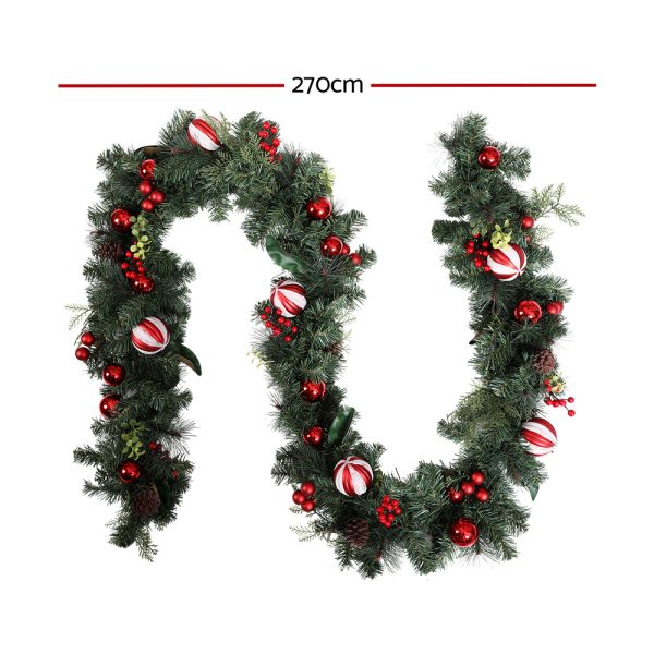 2.7m Christmas Garland with Decorations Xmas Wedding Party