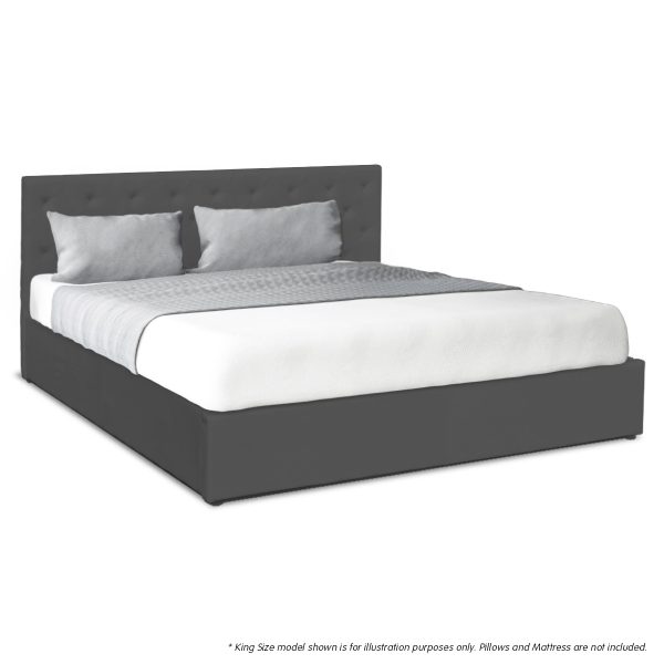 Altamont Fabric Gas Lift Bed Frame with Headboard – DOUBLE, Dark Grey
