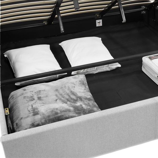 Altamont Fabric Gas Lift Bed Frame with Headboard – KING, Grey