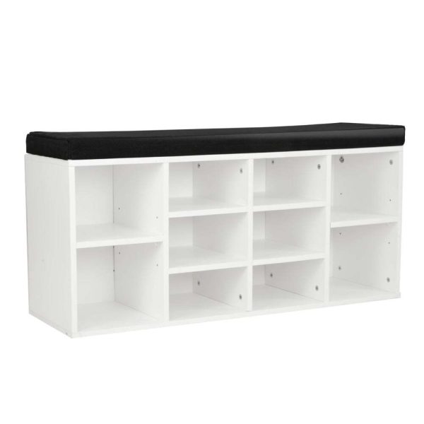 Shoe Rack Cabinet Organiser Black Cushion – White – Black and White