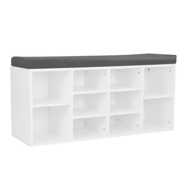 Shoe Rack Cabinet Organiser Black Cushion – White – Grey and White