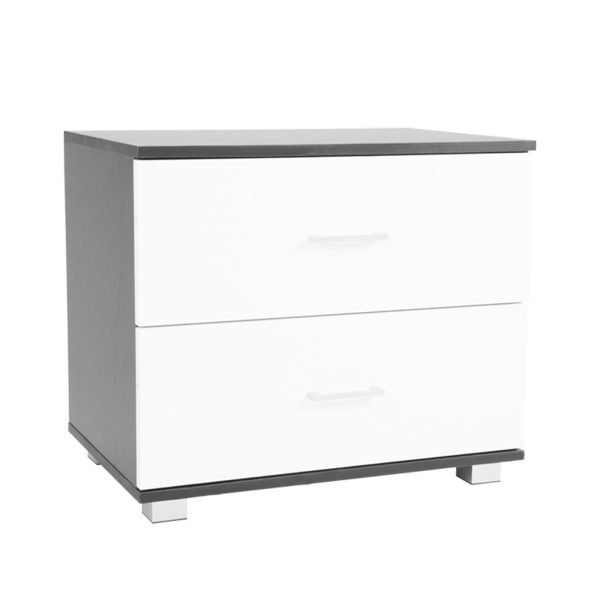 Nampa Bedside Table with Drawers MDF – Black White