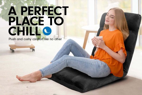 Adjustable Cushioned Floor Gaming Lounge Chair – 99 x 41 x 12 cm, Black