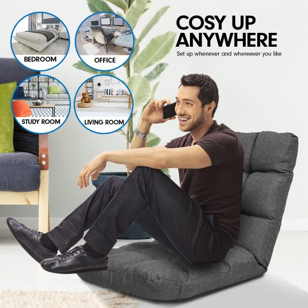 Adjustable  Floor Gaming Lounge Line  Chair 100 x 50 x 12cm – Dark Grey