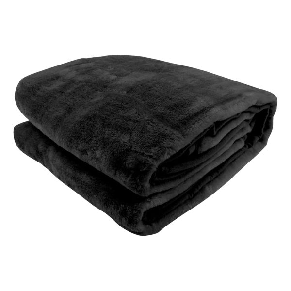 Laura Hill 600GSM Faux Mink Blanket Double-Sided Queen Size – Black