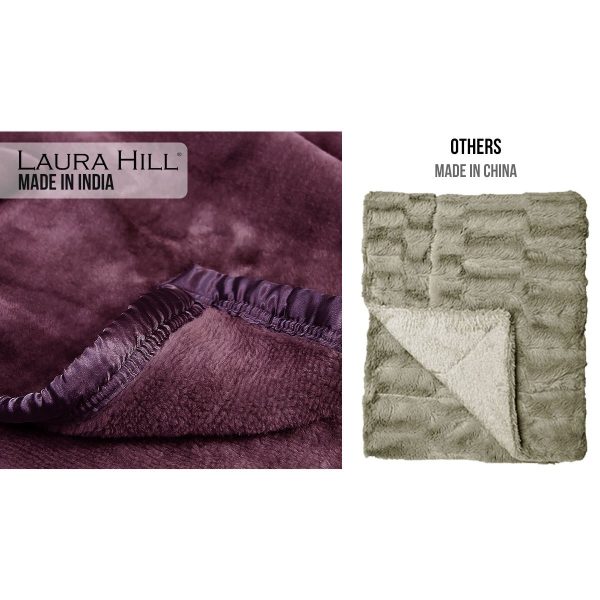 Laura Hill 600GSM Faux Mink Blanket Double-Sided Queen Size – Purple