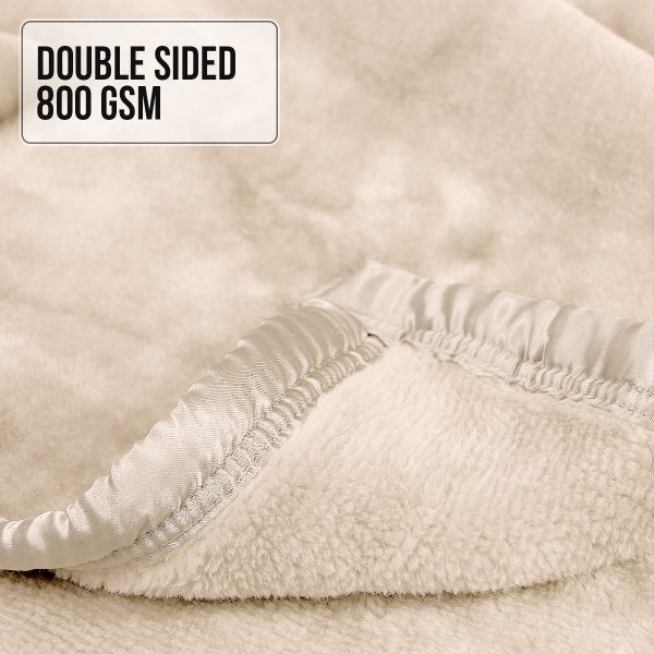 Laura Hill Faux Mink Blanket 800GSM Heavy Double-Sided – Beige