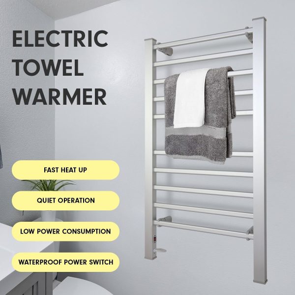 Pronti Heated Towel Rack Electric Rails Warmer 160 Watt- Silver