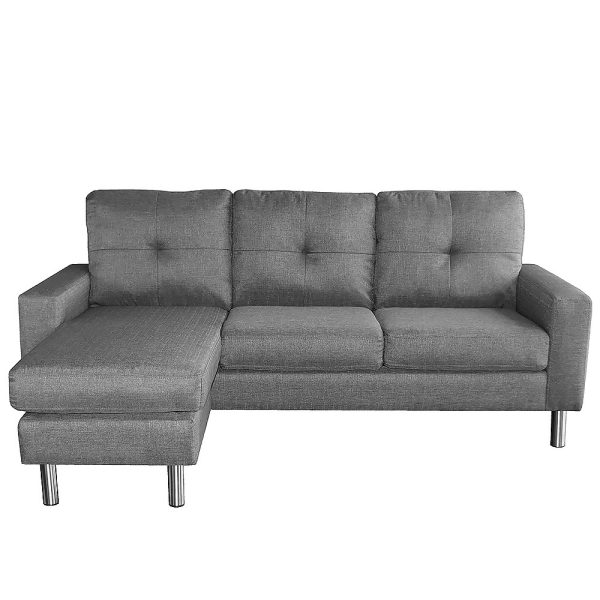 Crowley Linen Corner Sofa Couch Lounge Chaise with Metal Legs