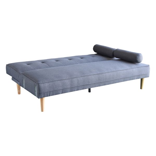 Padiham 3 Seater Linen Sofa Bed Couch with Pillows – Dark Grey