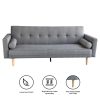 Padiham 3 Seater Linen Sofa Bed Couch with Pillows – Light Grey