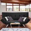 Northfleet 3 Seater Faux Leather Sofa Bed Lounge – Black
