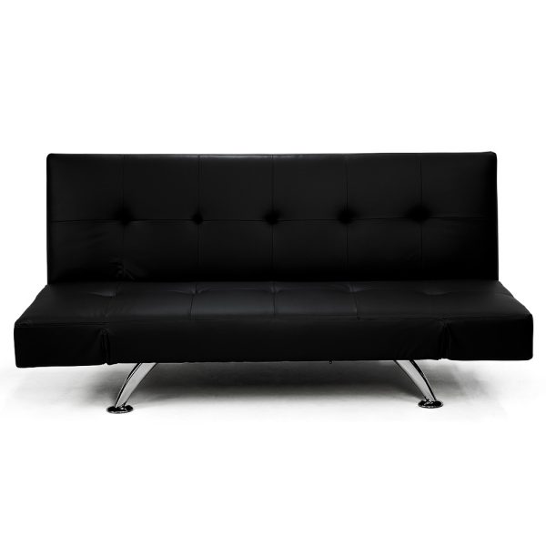 Northfleet 3 Seater Faux Leather Sofa Bed Lounge – Black