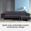 Burley Linen Fabric Corner Sofa Bed Couch Lounge w/ Chaise D.Grey
