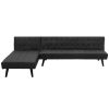 Galloway 3-Seater Faux Leather Wooden Sofa Bed Chaise Sofa  Black