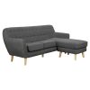 Buzzard Linen Corner Sofa Couch Lounge L-shaped with Chaise – Dark Grey, Left Chaise