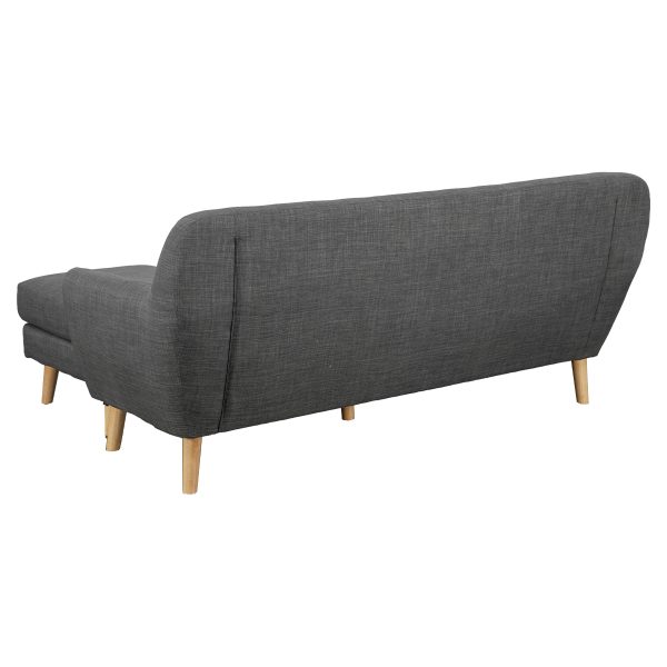 Buzzard Linen Corner Sofa Couch Lounge L-shaped with Chaise – Dark Grey, Left Chaise