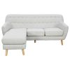 Buzzard Linen Corner Sofa Couch Lounge L-shaped with Chaise – Light Grey, Right Chaise