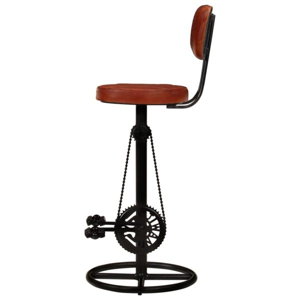 Bar Stools 2 pcs and Real Goat Leather – Black and Brown