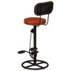 Bar Stools 2 pcs and Real Goat Leather – Black and Brown