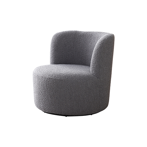 Arm Chair Fabric Upholstery Dark Grey Colour Wooden Structure High Density Foam Rotating Metal Chassis