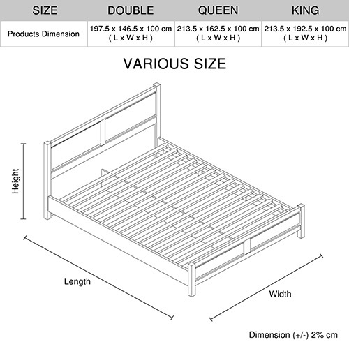 4 Pieces Bedroom Suite Natural Wood Like MDF Structure Double Size Oak Colour Bed, Bedside Table & Dresser