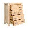 4 Pieces Bedroom Suite in Solid Wood Veneered Acacia Construction Timber Slat Single Size Oak Colour Bed, Bedside Table & Tallboy