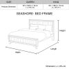 4 Pieces Bedroom Suite King Size Silver Brush in Acacia Wood Construction Bed, Bedside Table & Dresser