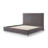 Bed Frame Polyester Fabric Padded Upholstery High Quality Slats Polished Stainless Steel Feet Queen Size