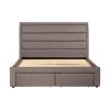 Storage Bed Frame King Size Upholstery Fabric in Light Grey with Base Drawers