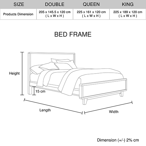 Bed Frame Double Size Rustic Timber