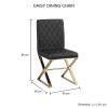 2X Dining Chair Stainless Gold Frame & Seat Black Pu Leather