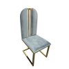 2X Fancy Dining Chair Stainless Gold Frame & Seat Blue Fabric